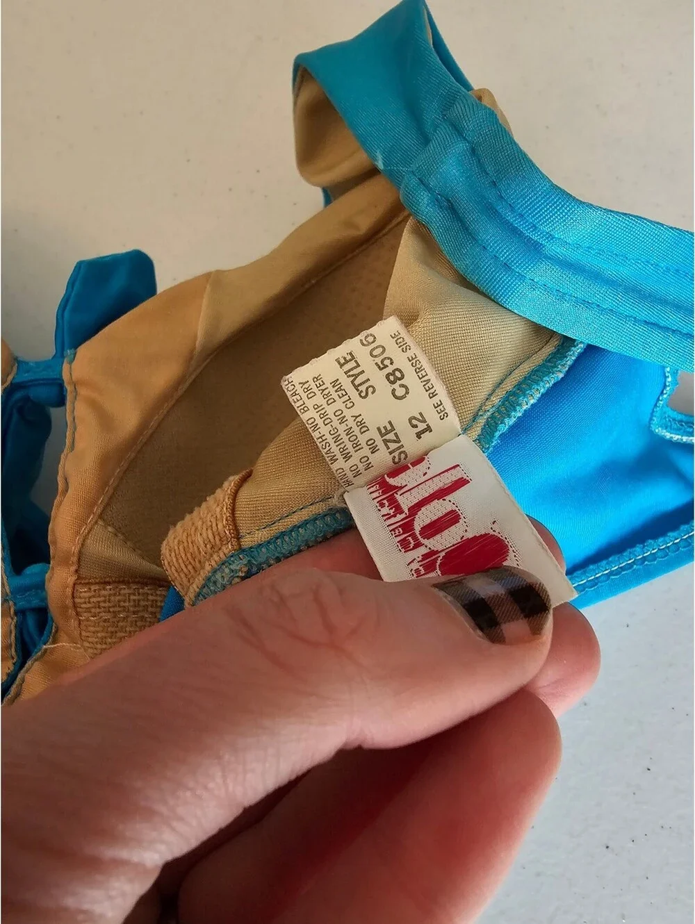 Vintage 1970s Cole of California Womens Sz 12 One Piece Swimsuit Blue w/ Ties